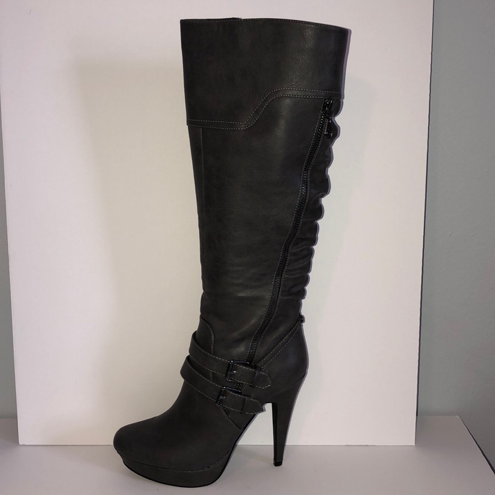 Gray Knee High Boot